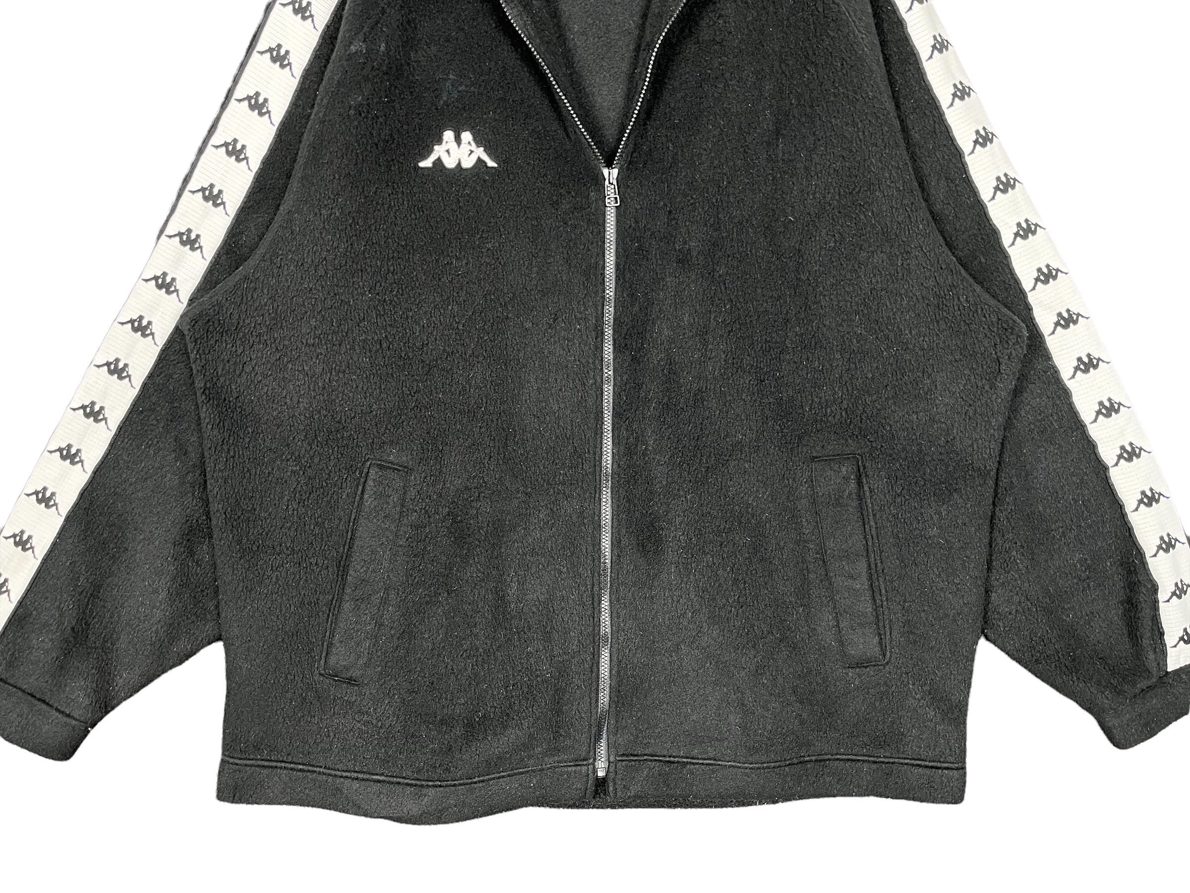 Vintage Kappa Sidetape Zipper Fleece Jacket Black Size XL Made in