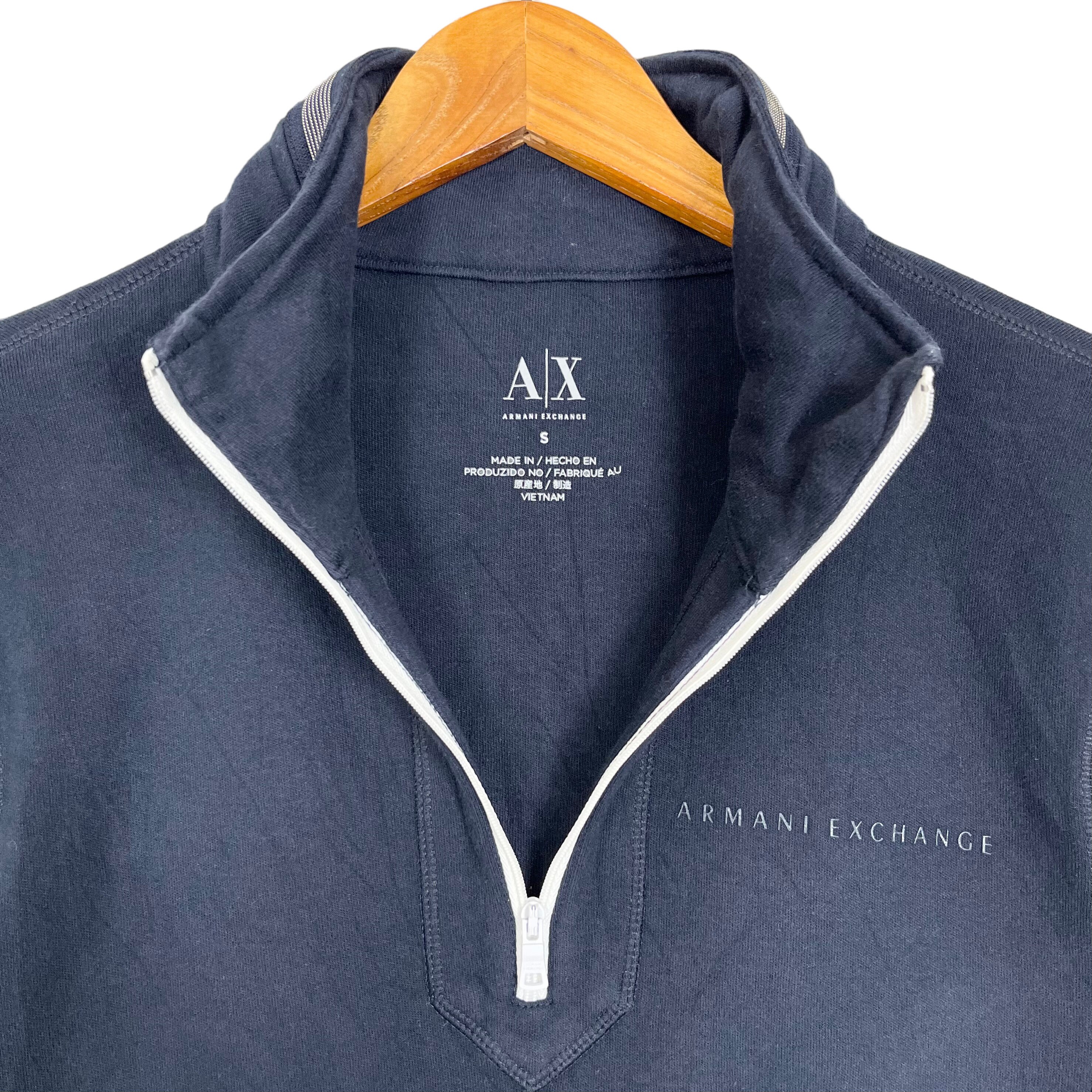 Armani Exchange Half Zipper Anorak Women Sweatshirt Navy Blue Size 