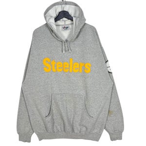 Vintage NFL Pittsburgh Steelers Pullover Hoodie Size XL Gray Made in Canada