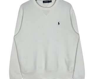 Ralph Lauren Tröja Enfärgad Liten Ponny Broderad Logotyp Vit Storlek Tillverkad i Filippinerna