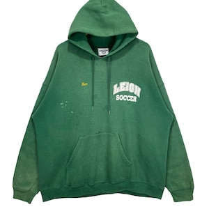Vintage Lee College University Leigh Soccer Name Ken Pullover Hoodie Sweatshirt Green  Size 2XL