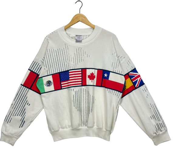 Rare! Vintage 80's Multi Nation Flag Over Print Jumper Rare! Vintage 80's Multi Nation Flag Over Print Jumper