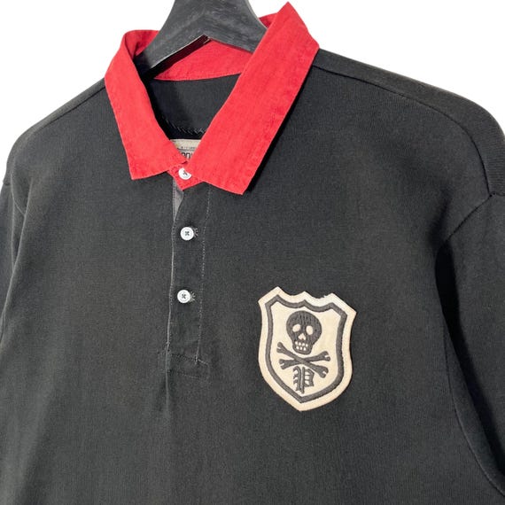 Polo RL & Co. ラルフローレン 長袖ポロシャツ スカルパッチ ブラック