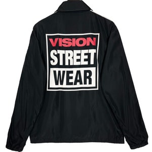 Vision Streetwear Big Logo Side Tape Coach Jacket Light Windbreaker Black Color Size Medium