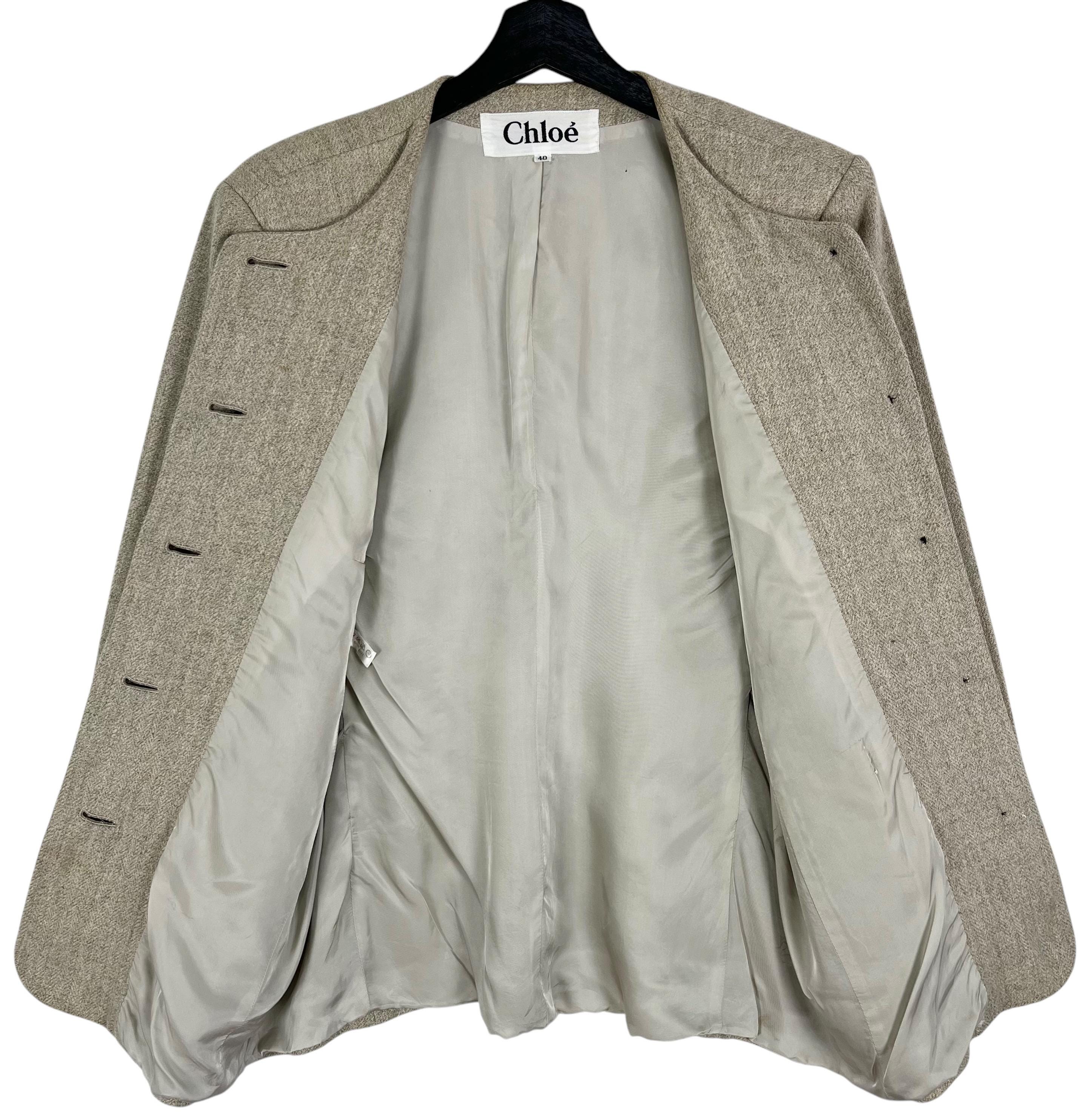 ジャケット CHLOE BLAZERS Chloe Collarless Blazer Jacket Button up Size 40 Designer