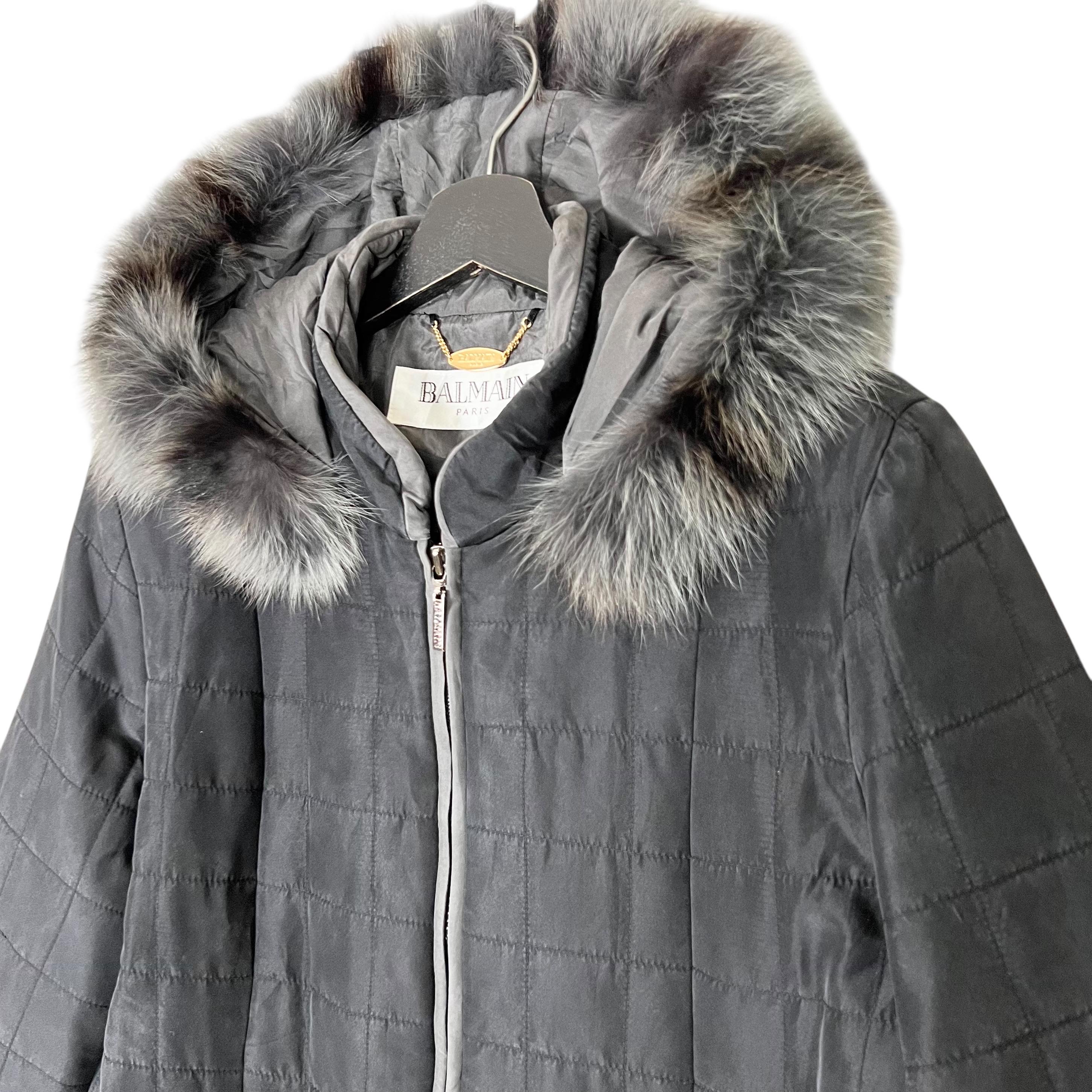 Balmain Paris Detachable Furs Hoodie Women Jacket Quilted Silk