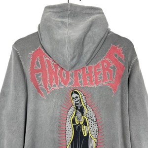 Vintage Anothers Patches Skull Virgin Mary Metal Skatesbrand Streetwear Zip Up Hoodie Light Jacket Stonewash  Size Large