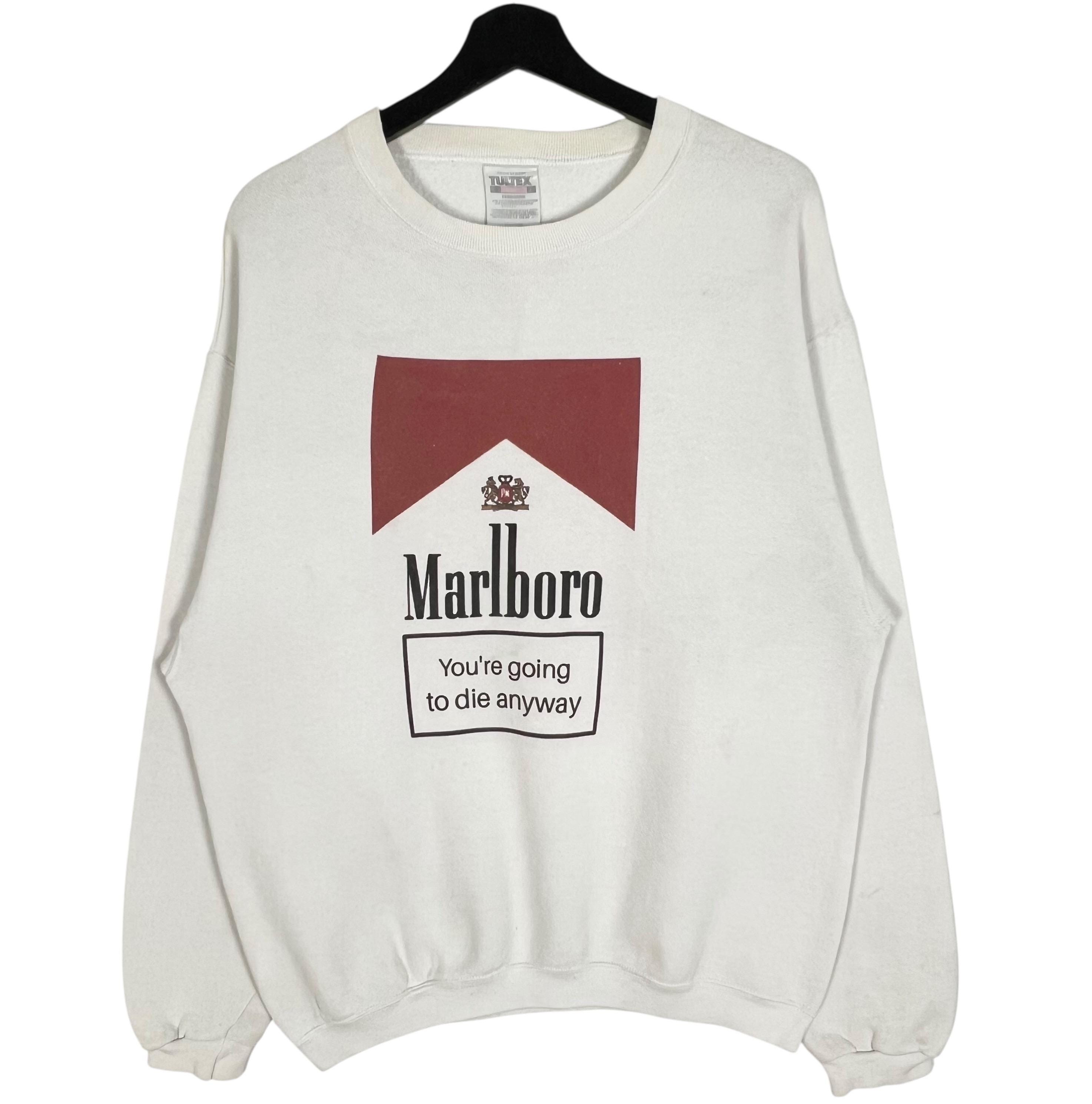 Vintage 90s Marlboro Big Logo Sweatshirt White Size Medium Made in