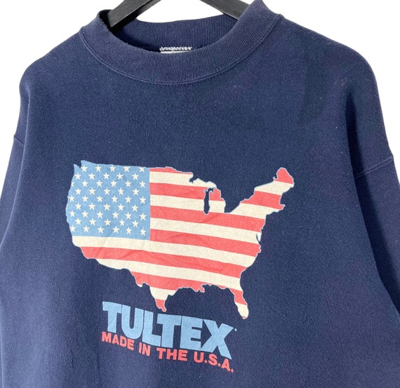 90'S TULTEX Wolf Pattern College Sweatshirt Trainer Made in USA Men's M Size Vintage cotton navy blue type Vintage Second Hand main image 1
