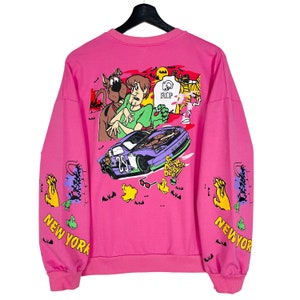 Scooter Dooby Doo Bootleg Sweatshirt Big Printed Cartoon Network's NASCAR Wacky Racing Pink Size Small