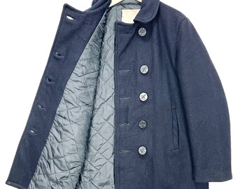 Vintage 90's MFG by Schott US740N Pea Jacket/coat Navy Blue Size