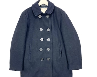 Vintage 90's MFG by Schott US740N Pea Jacket/coat Navy Blue Size