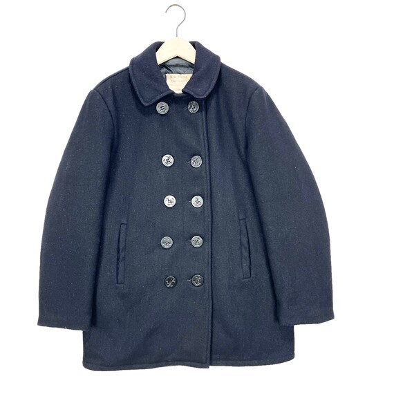 90s USA製 MFG SCHOTT U.S. 740N Pea Jacket Vintage 90's MFG by Schott US740N Pea Jacket/coat Navy Blue Size