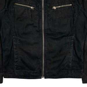 Von Dutch Zip Up Cotton Motorcycle Jacket Black Size Medium image 3