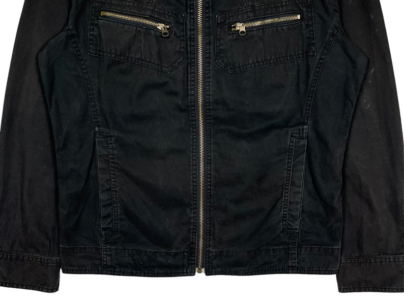 Von Dutch Zip Up Cotton Motorcycle Jacket Black Size Medium image 3