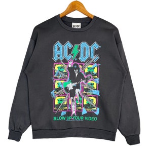 ACDC Australian Rock Band offizieller Merchandise mehrfarbiger Druck Rundhals-Sweatshirt Pullover Schwarz Größe XS