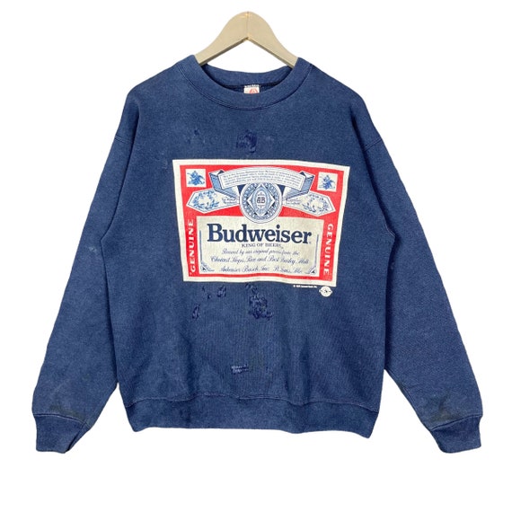 Vintage 80's Budweiser Crewneck Sweatshirt Jumper Big Print