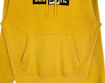 Nike Just Do It Pullover Hoodie Embroidery Logo Size Medium Yellow