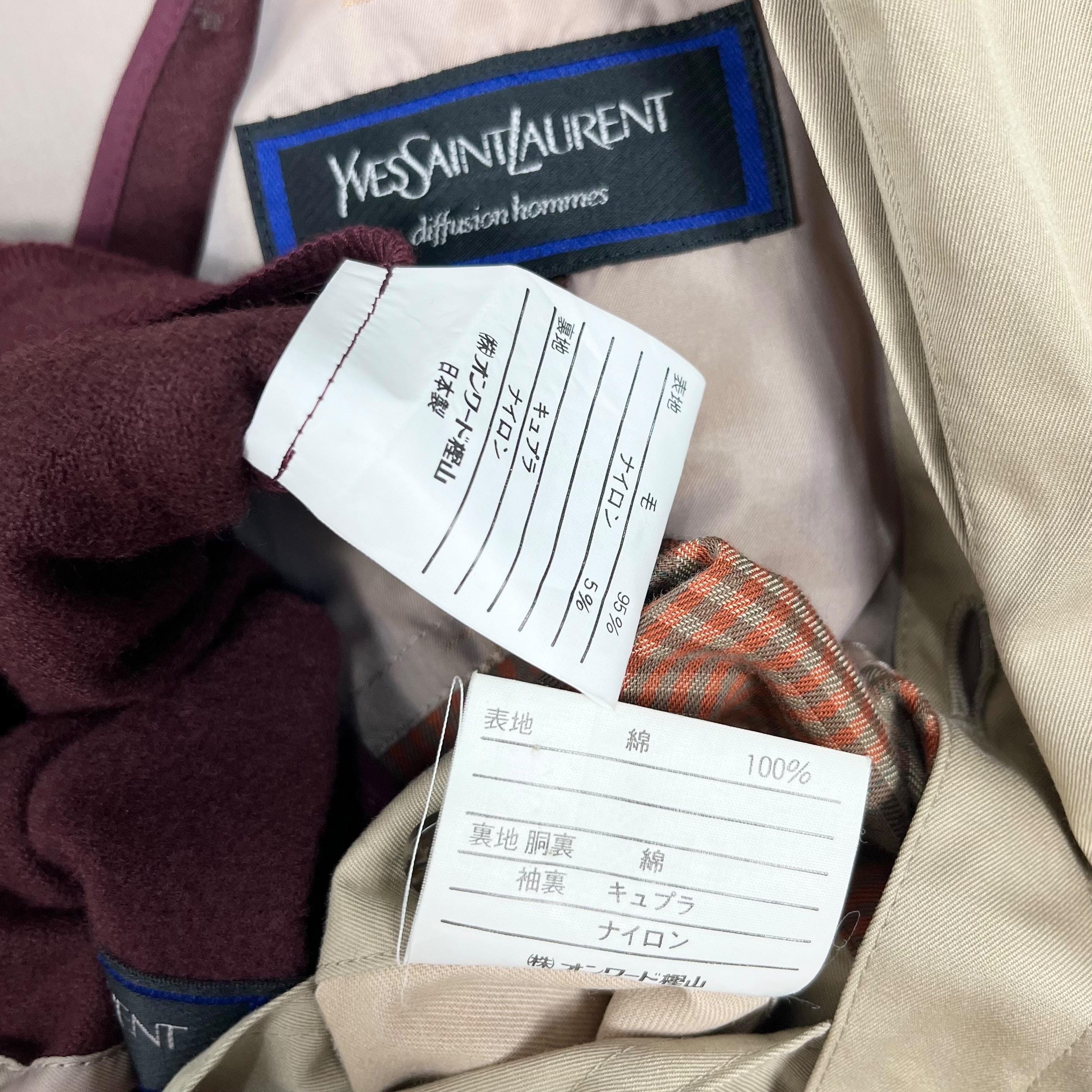YSL Yves Saint Laurent Diffusion Hommes Trench Coat Men Beige