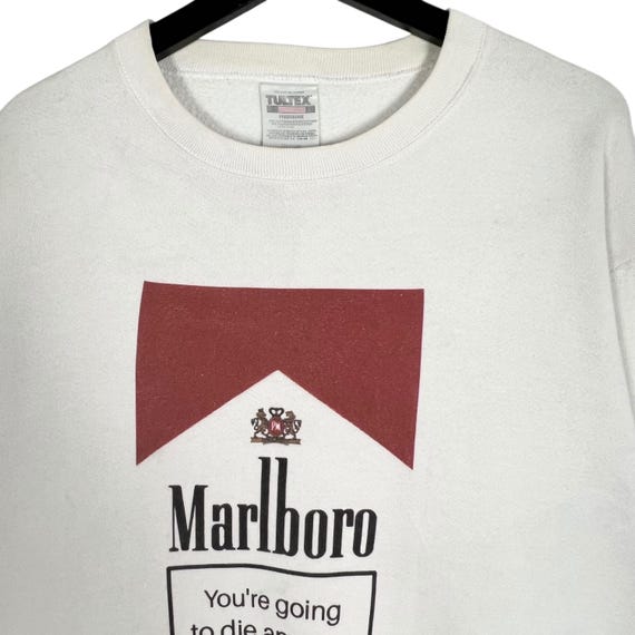 Vintage 90s Marlboro Big Logo Sweatshirt White Size Medium Made in