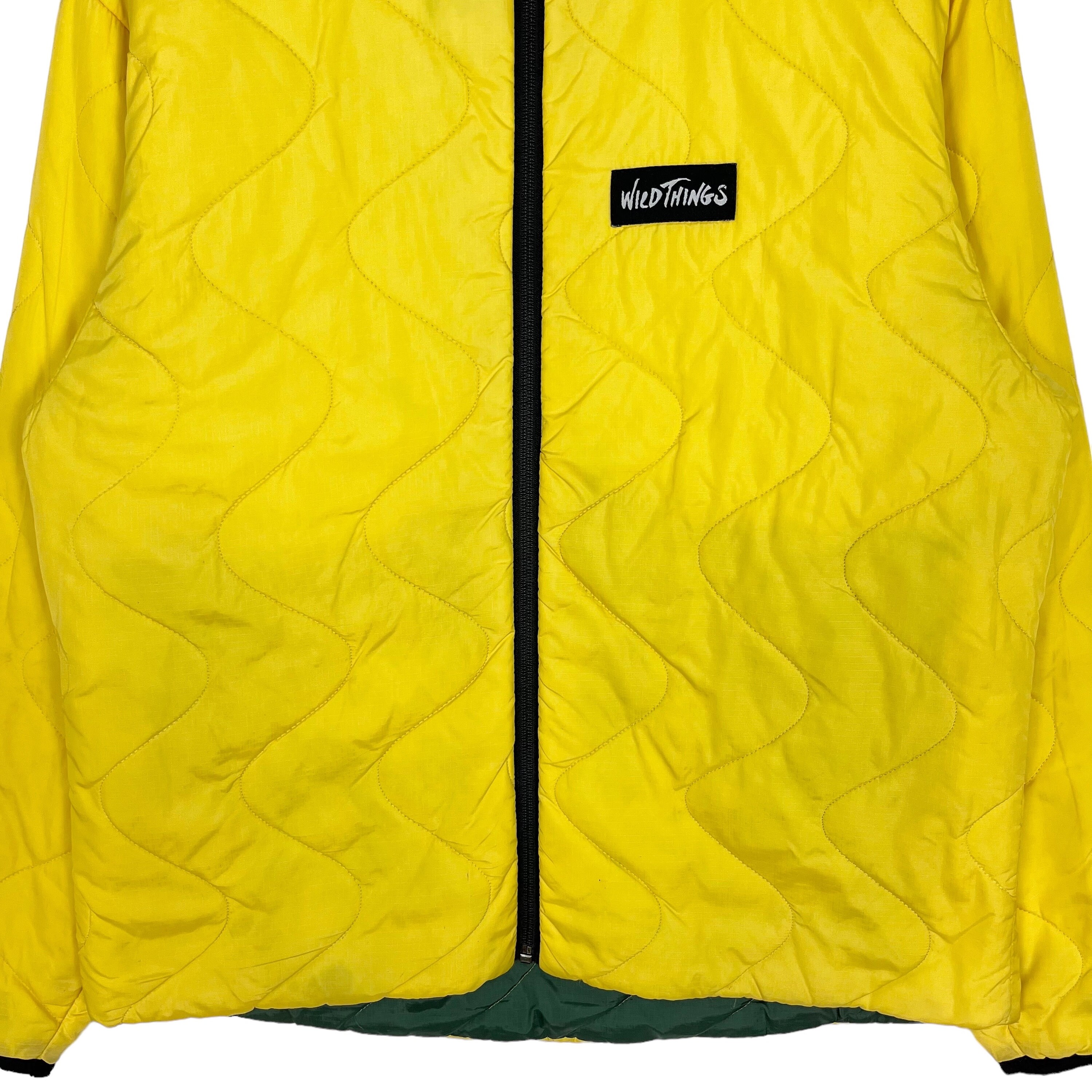 Wild Things Quilted Zipper Hoodie Reversible Jacket Yellow Green