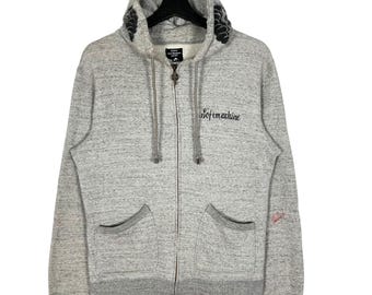 Felpa con cappuccio e zip Soft Machine Ink Junkie TFFT, marca giapponese, taglia M, grigia, prodotta in Giappone.