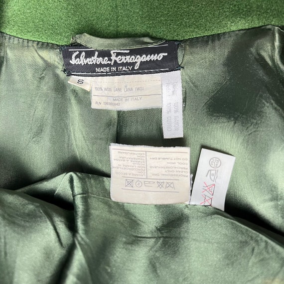 Vintage Salvatore Ferragamo Single Button Wool Coat Green Size