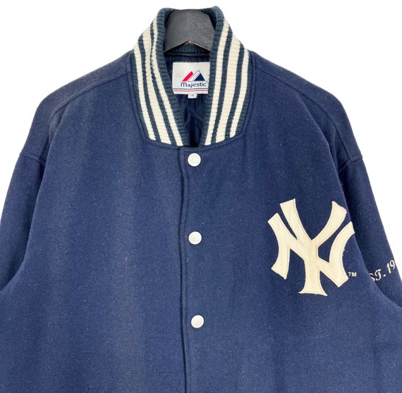 Vintage 90's Majestic MLB NY Yankees Wool Baseball Jacket Snap