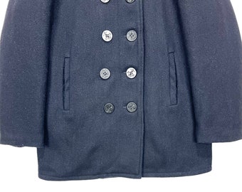 Vintage 90's MFG by Schott US740N Pea Jacket/coat Navy Blue Size