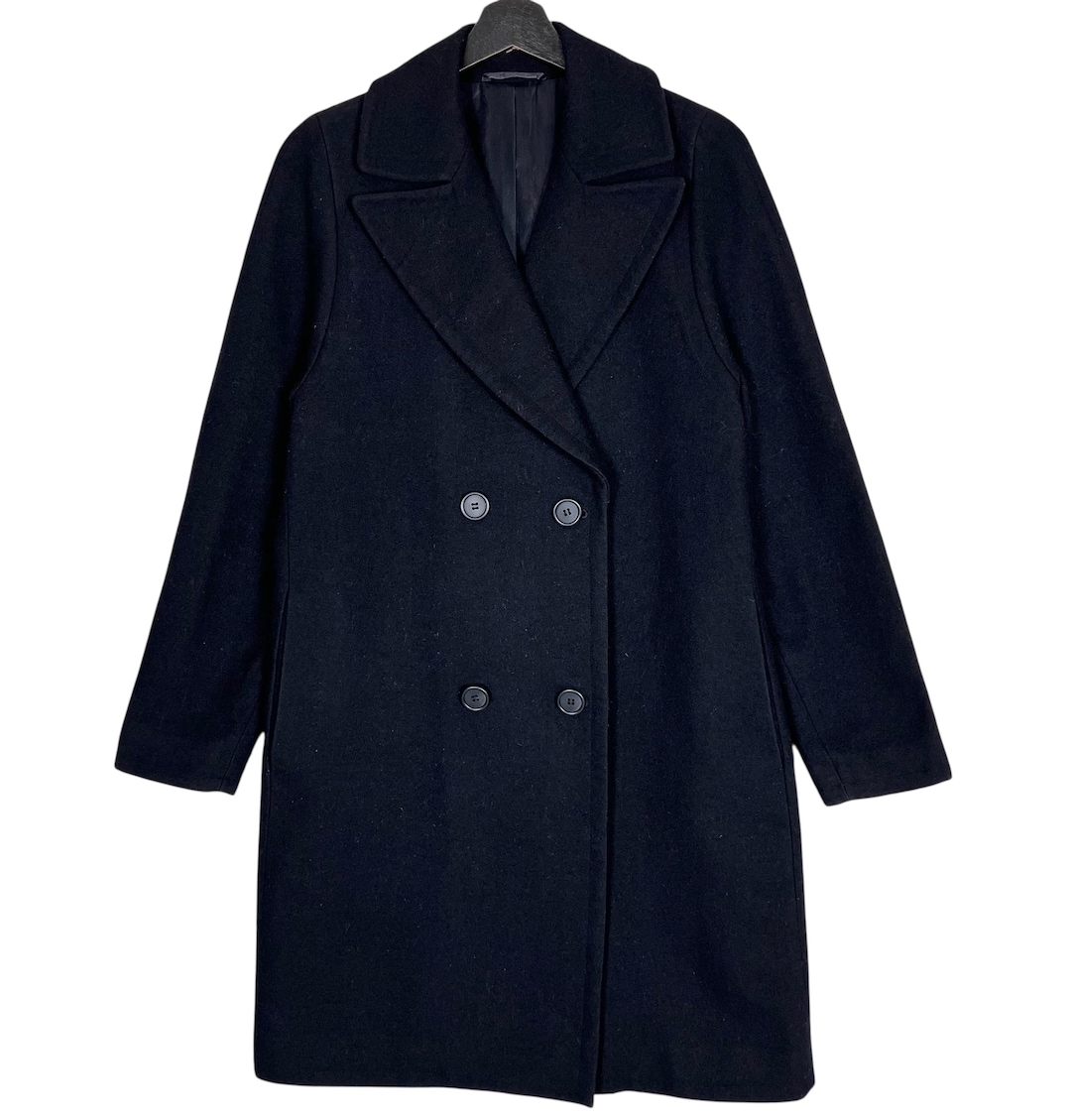 Helmut Lang Wool Trench Coat Black Size 9AR Made in Japan - Etsy