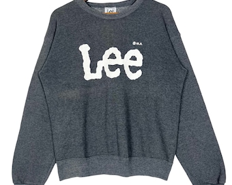 Sweat Lee Vintage Homme - Vert, Coton Mélangé, Col Ras-du-cou, Taille XL, Fabriqué USA