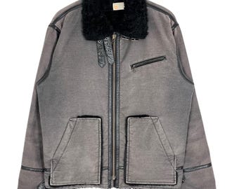 Vintage Edwin Sherpa Jacket Gray Size XL