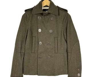 Vintage Dsquared2 Wool Peacoat Canadian Designer Luxury Brand Olive Green Size 38 Made in Italy