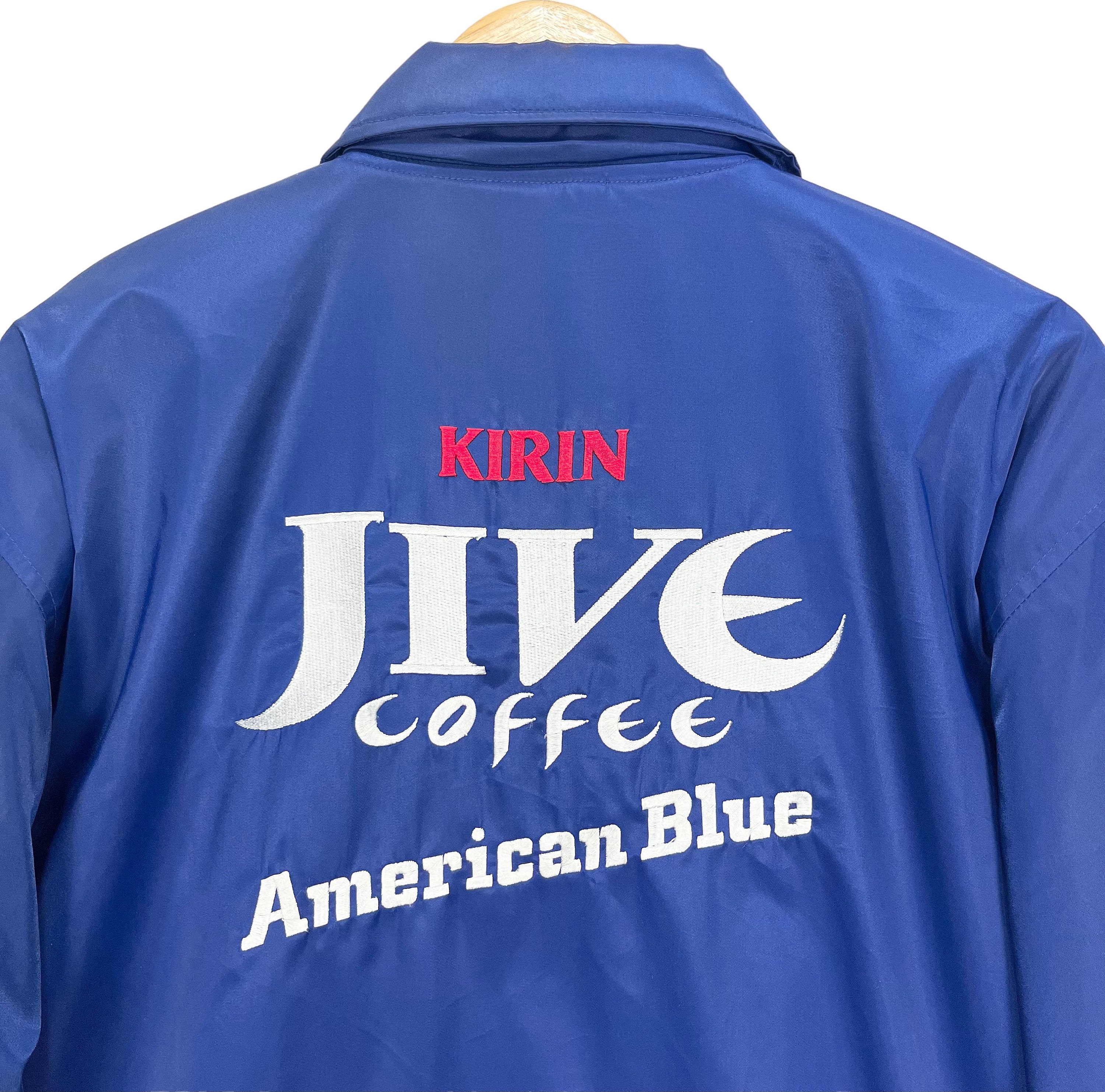 Vintage Kirin Jive Coffee Embroidery Big Logo Coach Jacket Blue