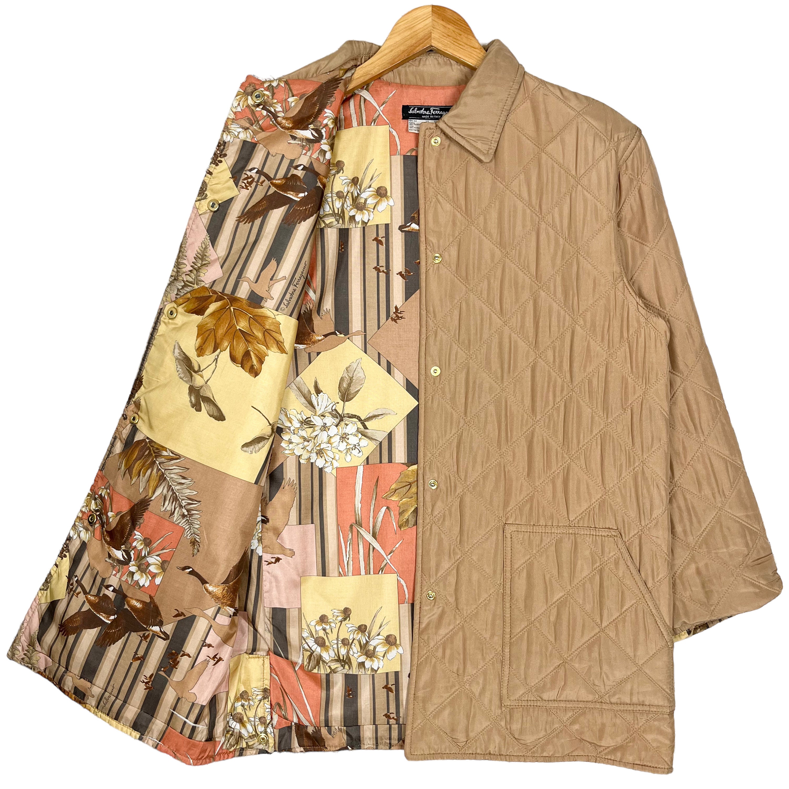 【Salvatore Ferragamo】ヴィンテージ ジャケット Vintage Salvatore Ferragamo Silk Quilted Jacket Italian