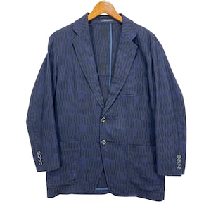 Armani Collezioni Designer Blazer Jacket Navy Blue Size Large Made in Bulgaria