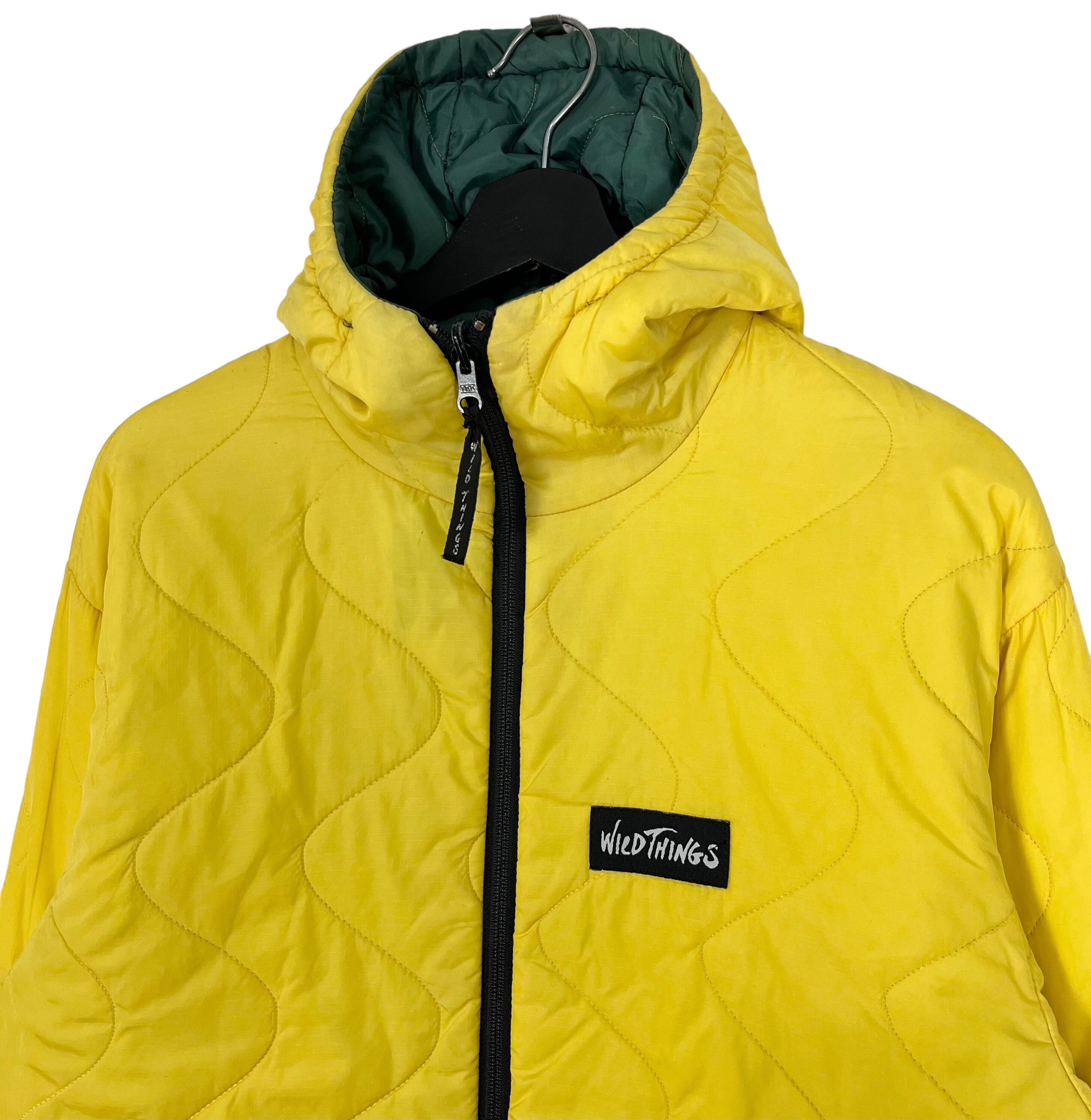 Wild Things Quilted Zipper Hoodie Reversible Jacket Yellow
