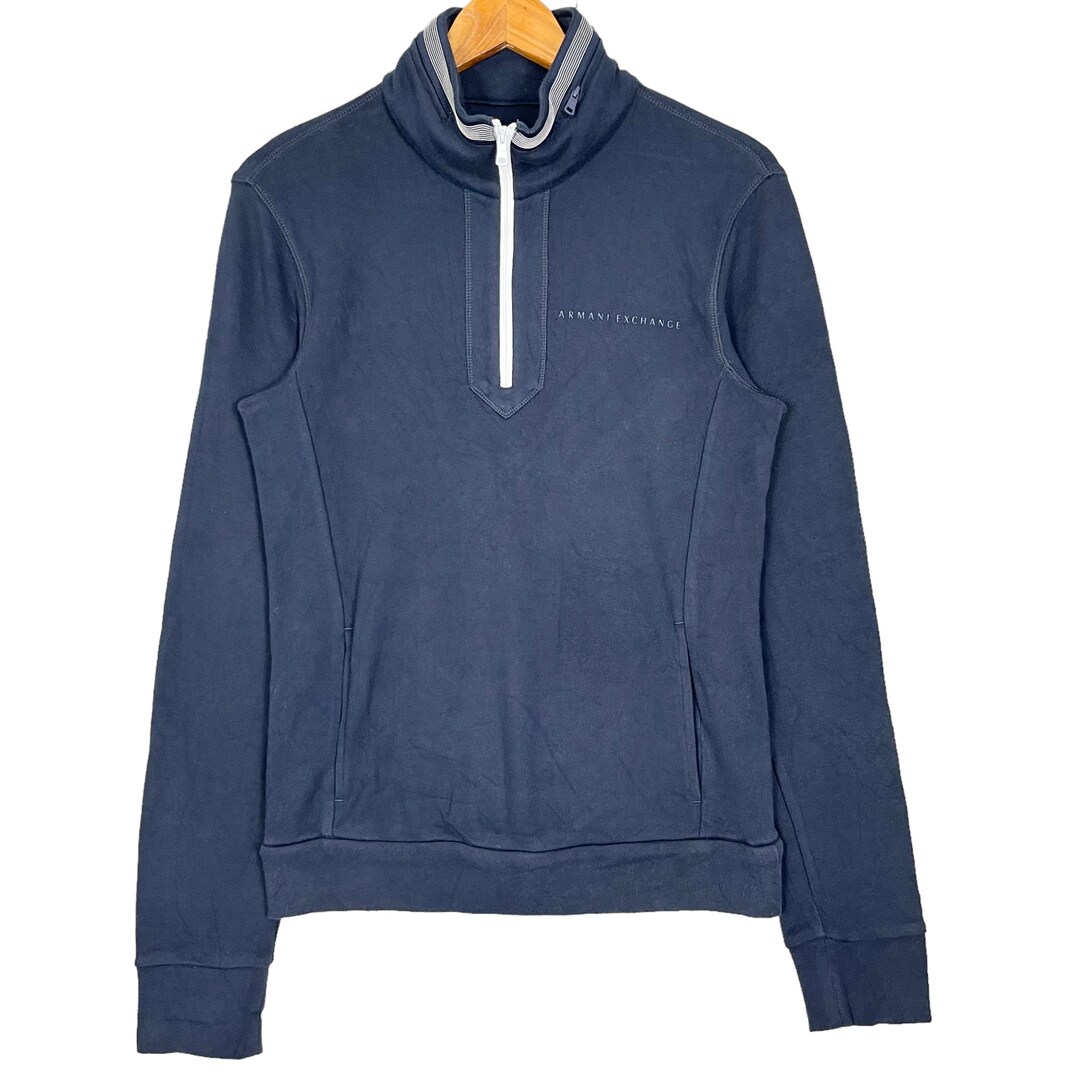 Armani Exchange Half Zipper Anorak Women Sweatshirt Navy Blue Size