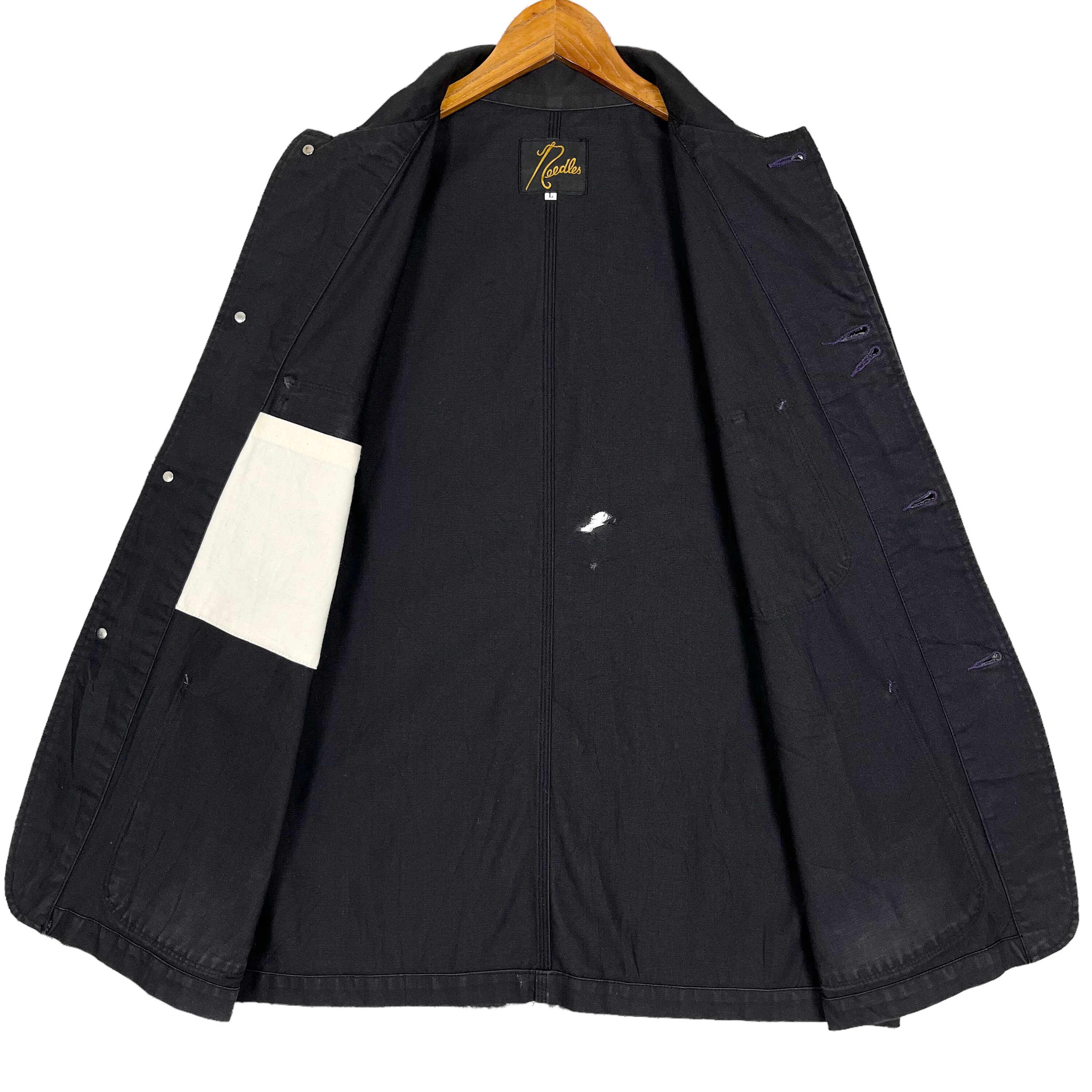 Needles Men's Chore Jacket Single Layer Cotton Black Color Size