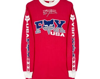 Vintage 90's Fox Racing Team Motocross Blue Long Sleeve Tshirt