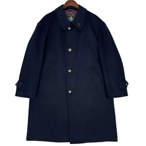 Bugatti Mens Wool Long Coat Outdoors Winter Warm Button Overcoat Italian Designer Black Size Medium Made in Italy