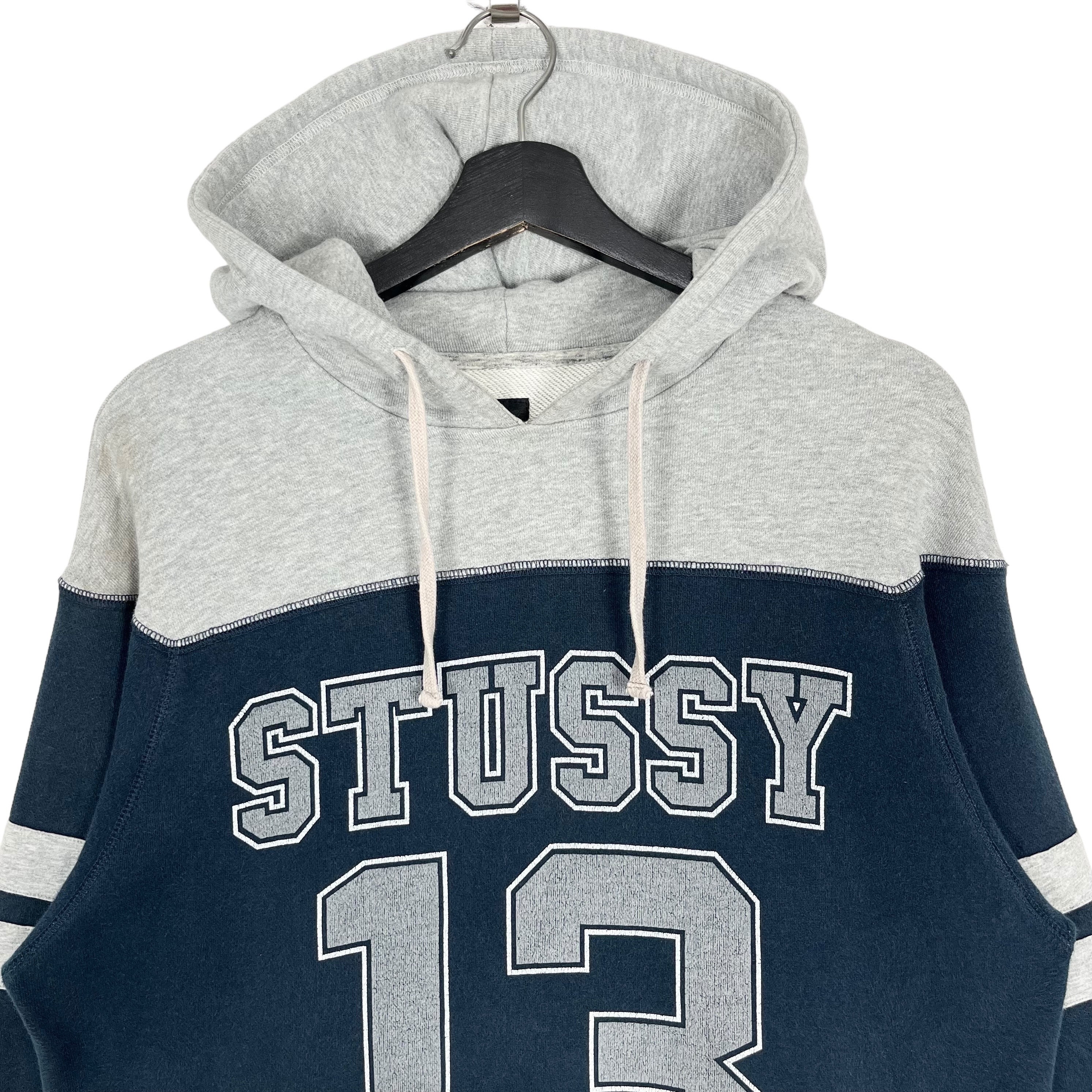 Stussy Pullover Hoodie Number 13 Navy Blue Color With Gray Stripes