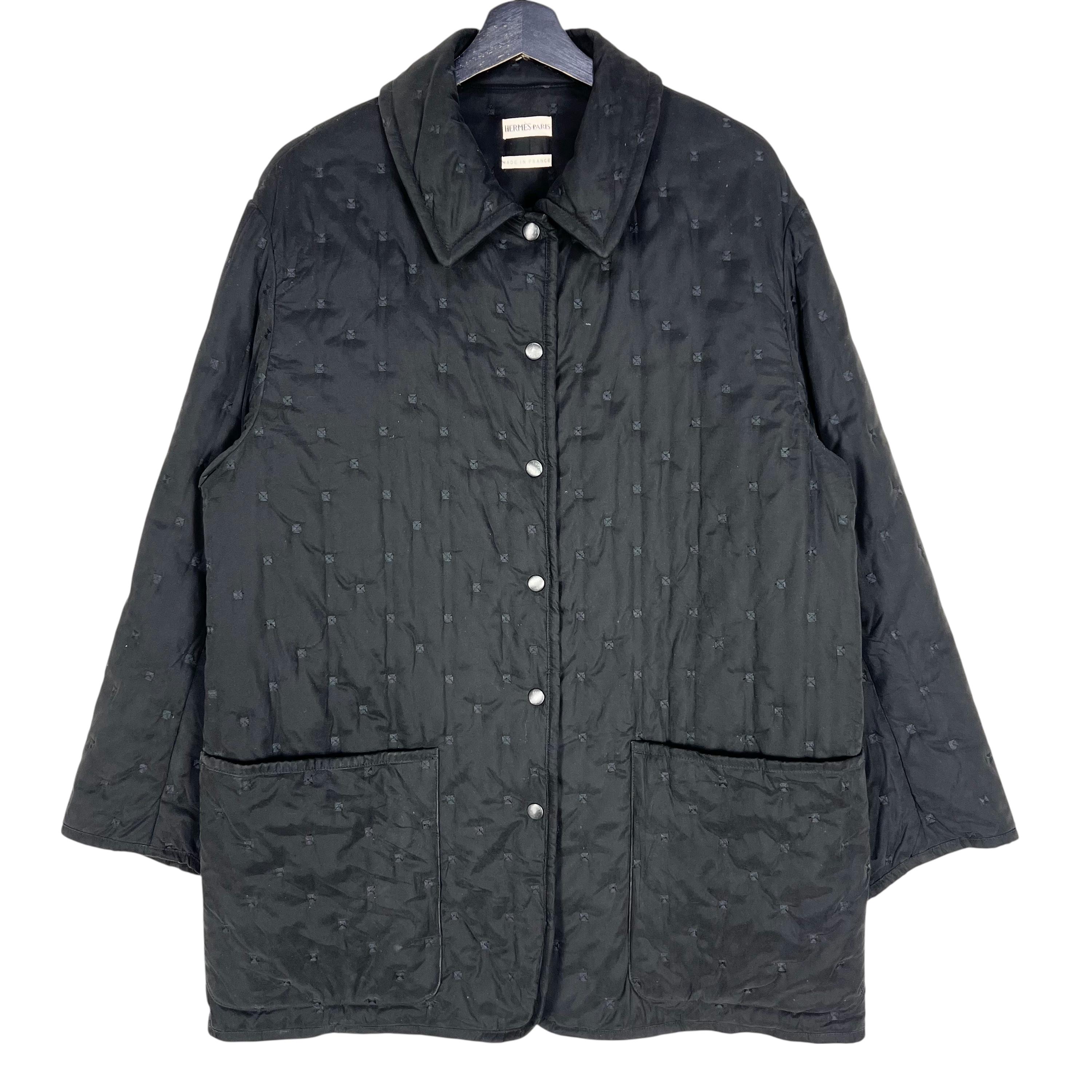 Hermès, Vintage Hermes Quilted Snap Button Women Jacket Black Size 38 Medium Made in France Luxury Brand French Designer Thierry Hermes