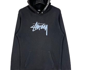 Felpa con cappuccio Stussy Laguna Beach CA con ricamo grande logo nero taglia media Streetwear Skate Surf Brand