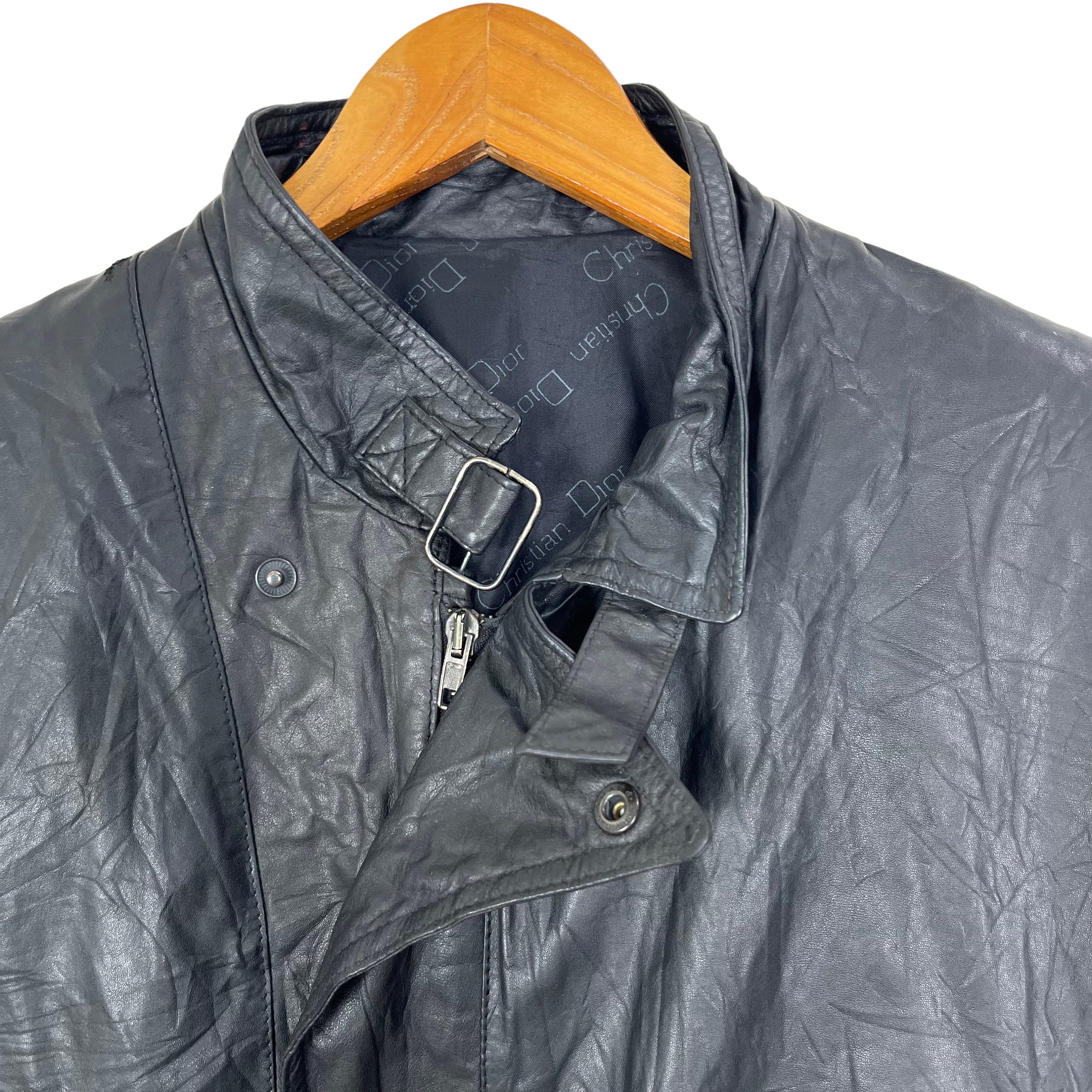 Vintage 90's Christian Dior Monsieur Leather Jacket Black Size