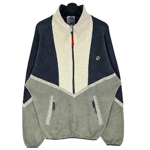 Jack Wolfskin Half Zipper Anorak Fleece Jacket Pullover Outdoor Brand Multicolored Size M Made In Japan