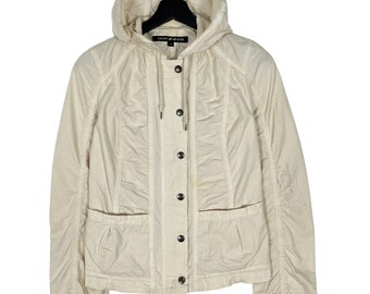 DKNY Jeans Donna Karan New York Zipper Hoodie Windbreaker Light Jacket Dam Beige Färg Storlek 4