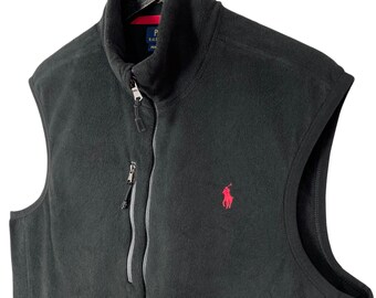 Polo Ralph Lauren Performance Fleece Vest Jacket Zipper Black Size