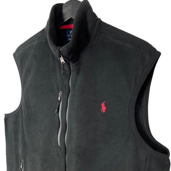 Polo Ralph Lauren Performance Fleece Vest Jacket Zipper Black Size
