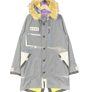 White Mountaineering Furs Parka Gore-Tex Jacket Outdoor Grey Size Medium